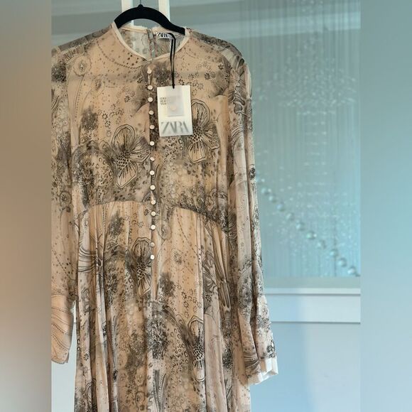 Zara full sleeves printed midi dress Limited edition - Picture 7 of 9